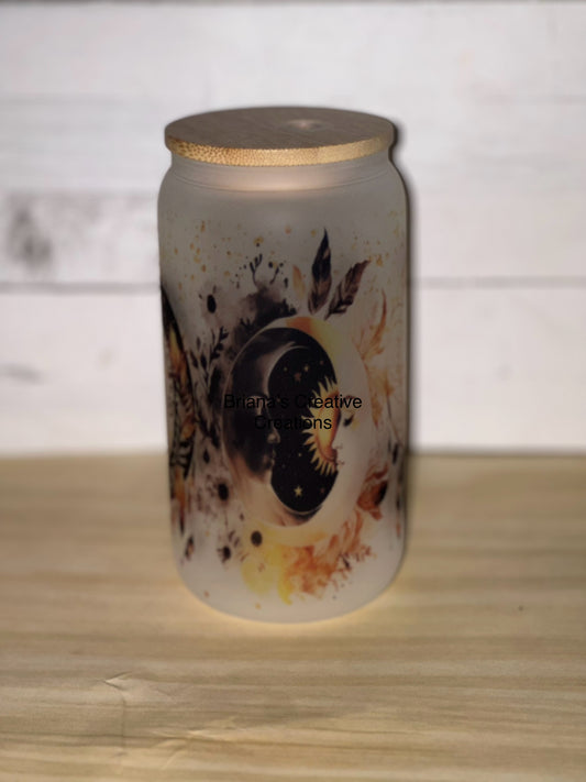16oz Moon Crescent Bamboo Glass
