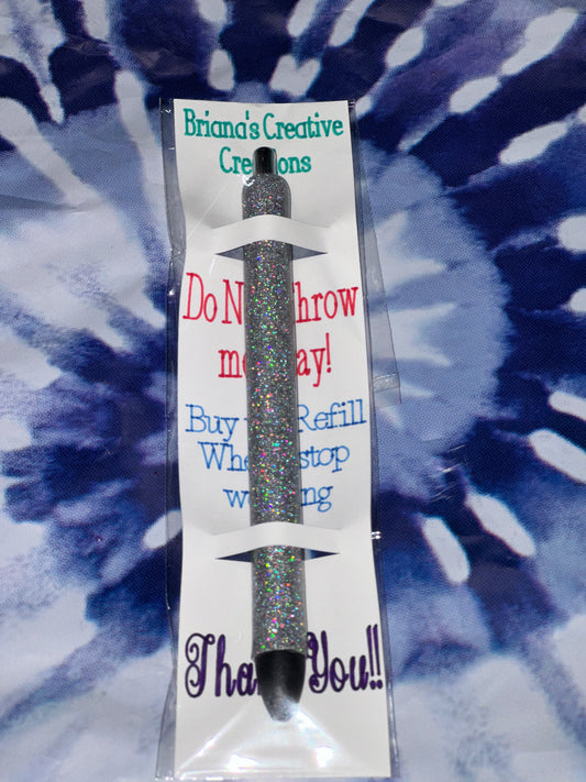 Holographic Silver Glitter Epoxy Pen