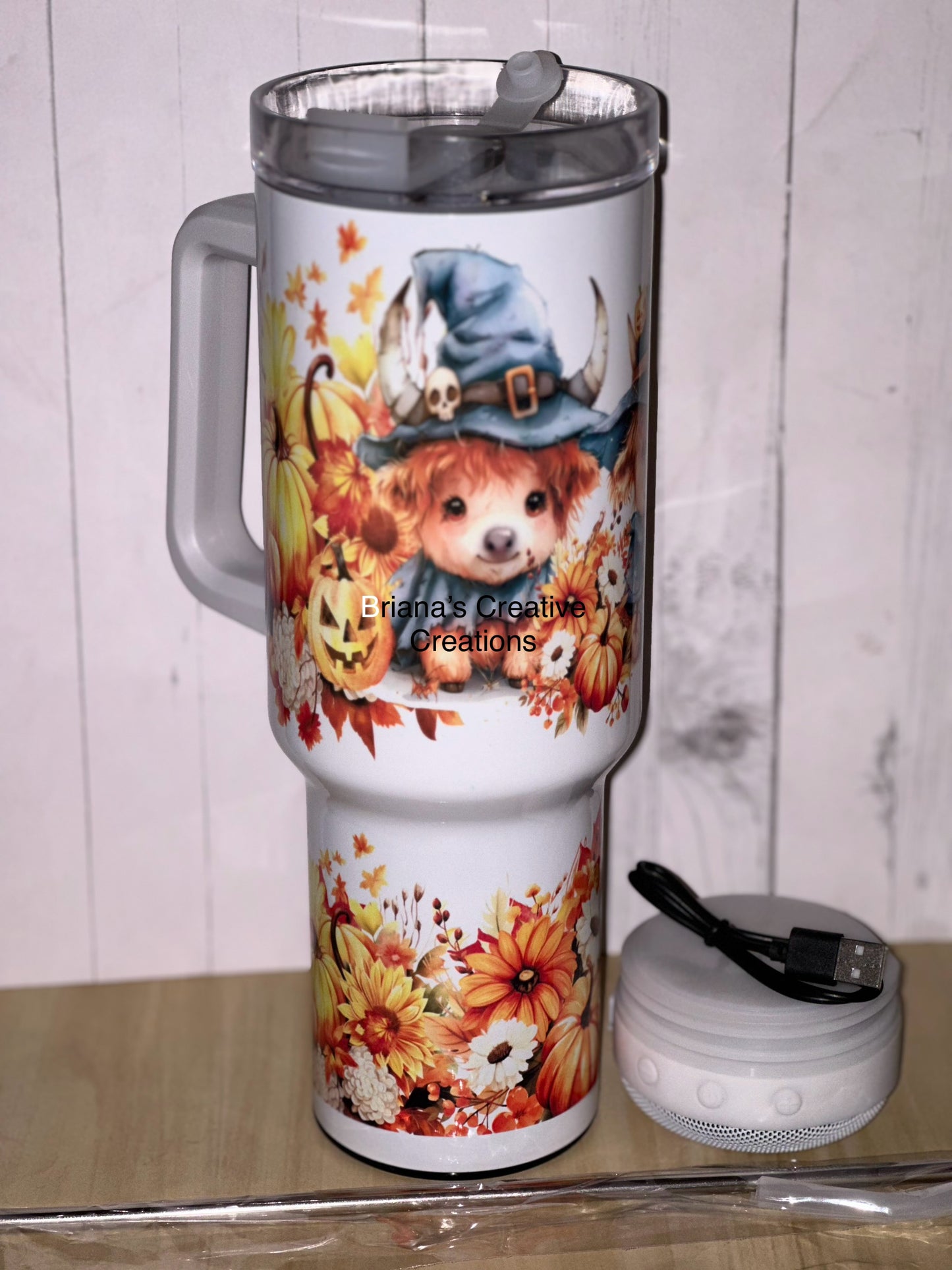 40oz Fall Highland Cows Bluetooth Speaker Tumbler