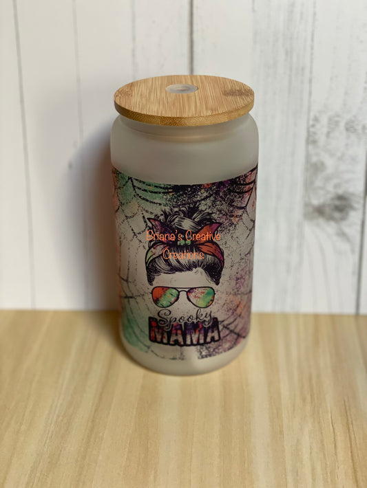Spooky Mama 16oz Libby Glass with Bamboo Lid