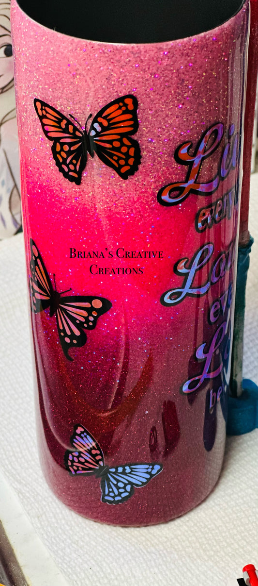 20oz Ombre Butterfly Live Love Epoxy Tumbler