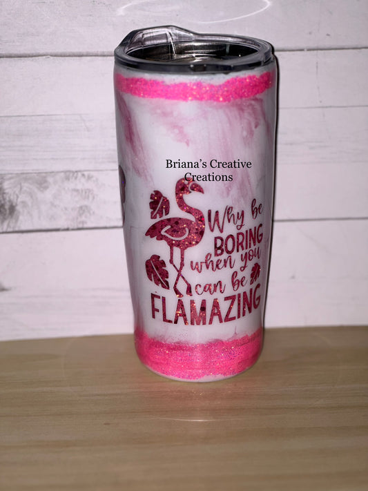 20oz Flamazing Flamingo Snowglobe Epoxy Tumbler