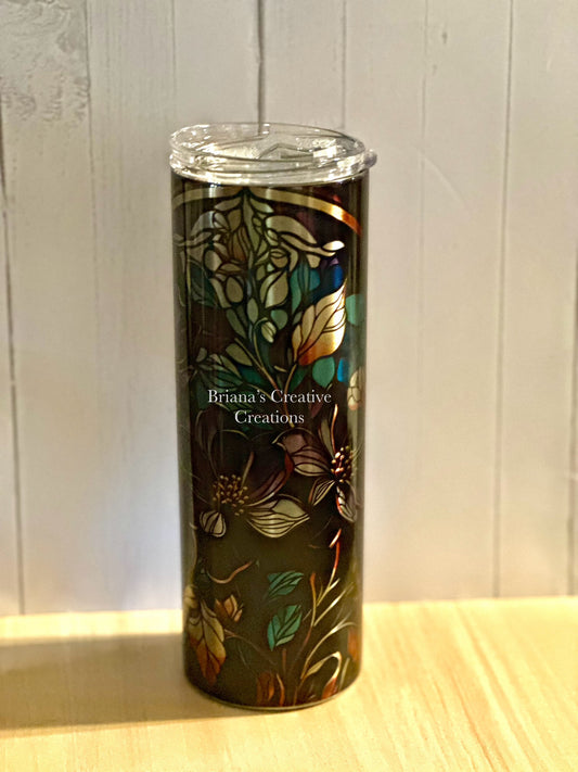 Floral Stained Glass 20oz Tumbler