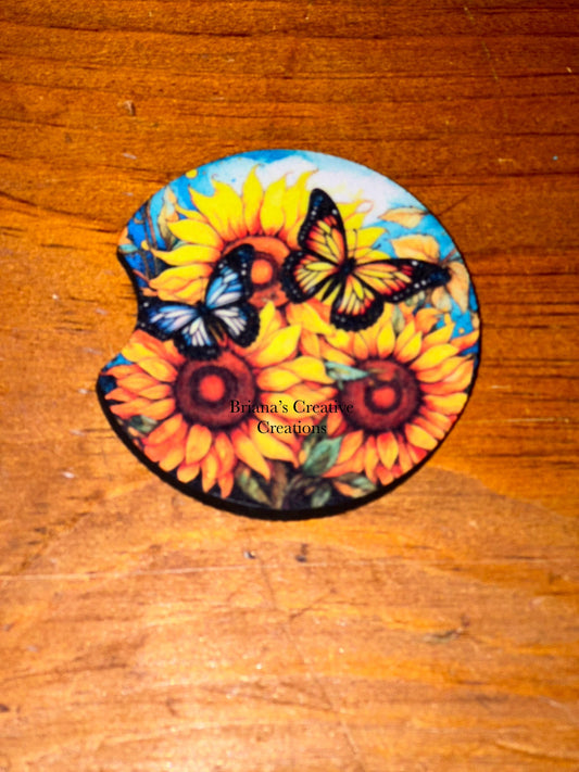 Sunflower Butterfly Single Car Coaster