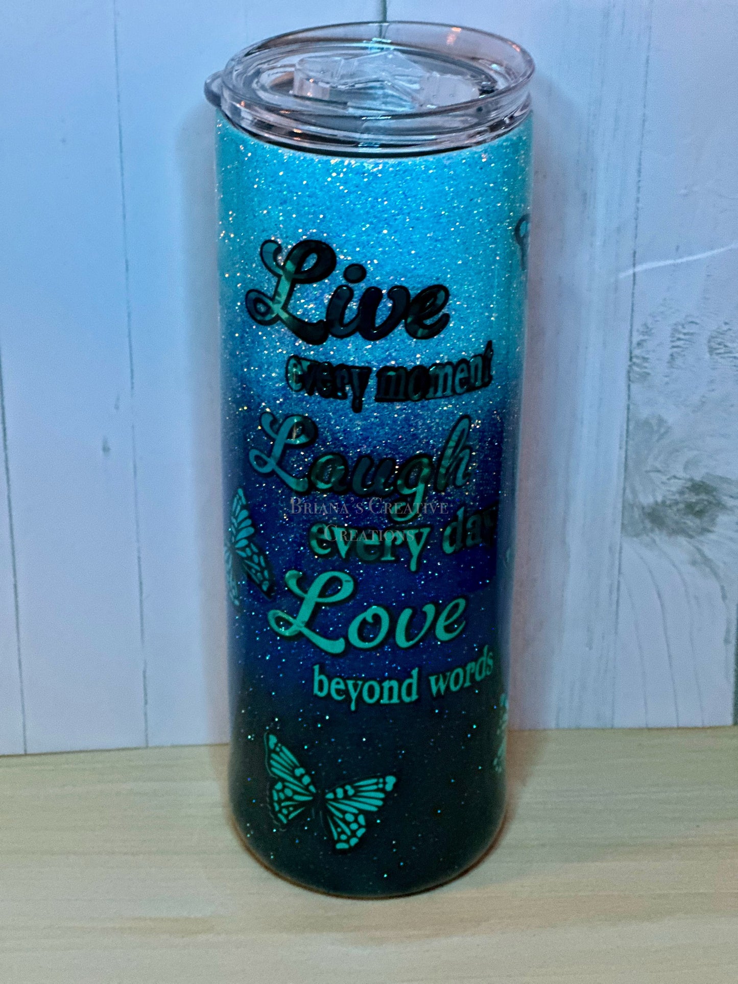20oz Ombre Butterfly Live Love Epoxy Tumbler
