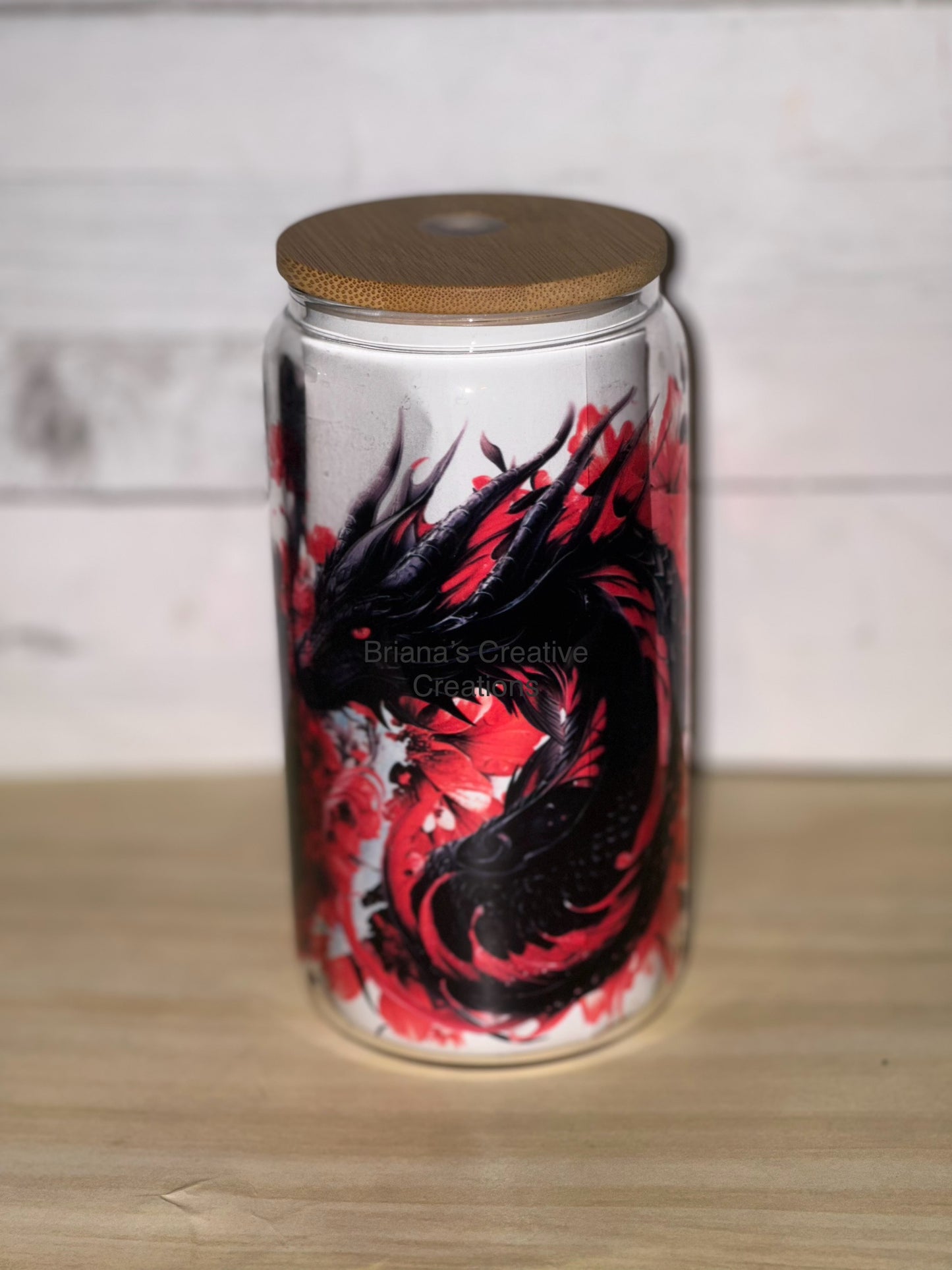 16oz Dragon Mermaid Bamboo Glass