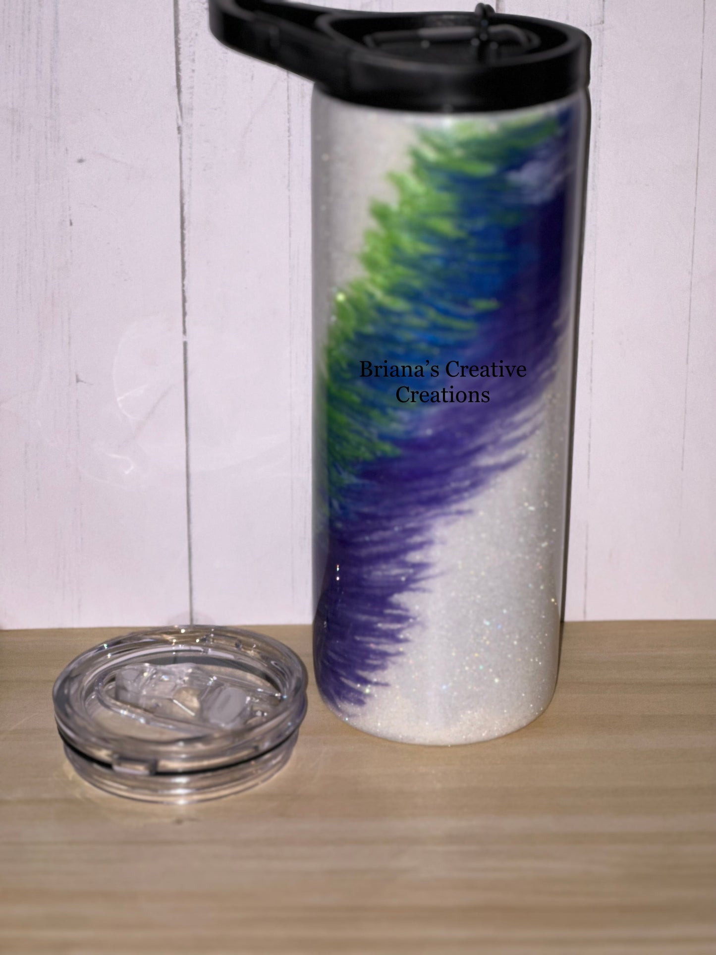 Peacock Feathers 25oz Glitter Epoxy Tumbler