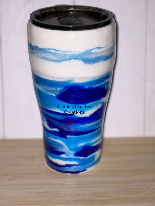 30oz Blue Swirl Ink Epoxy Tumbler