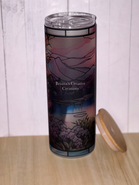 20oz Stained Glass Lilac Mountain Glass