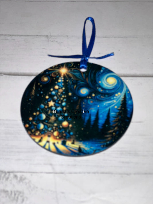 Starry Christmas Night Ornament Disk