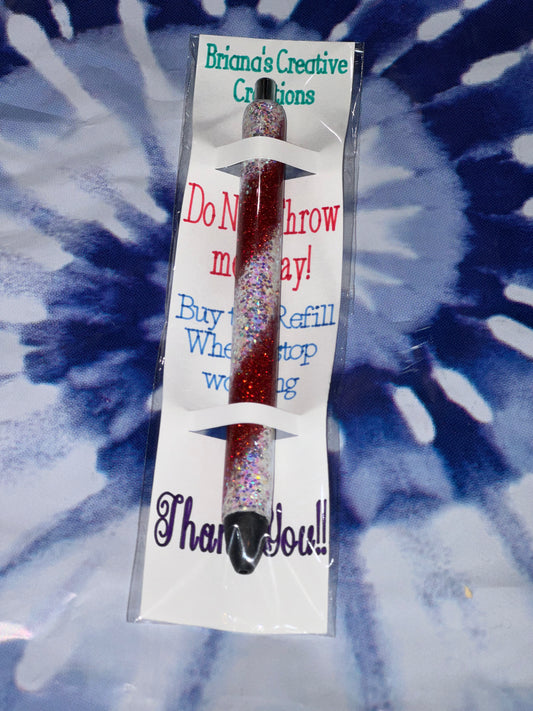 Red and White Swirl Epoxy Pen