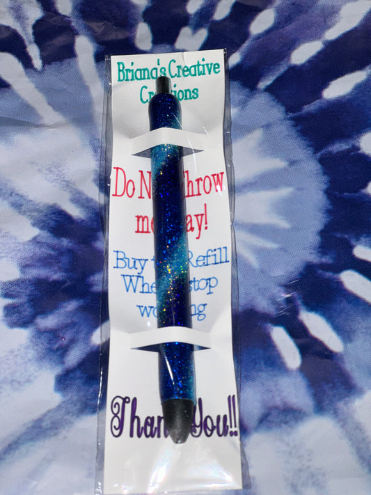 Blue Swirl Glitter Epoxy Pen