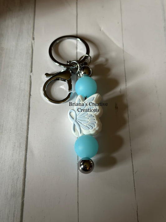 Light Blue Butterfly Ribbon Keychain Bar