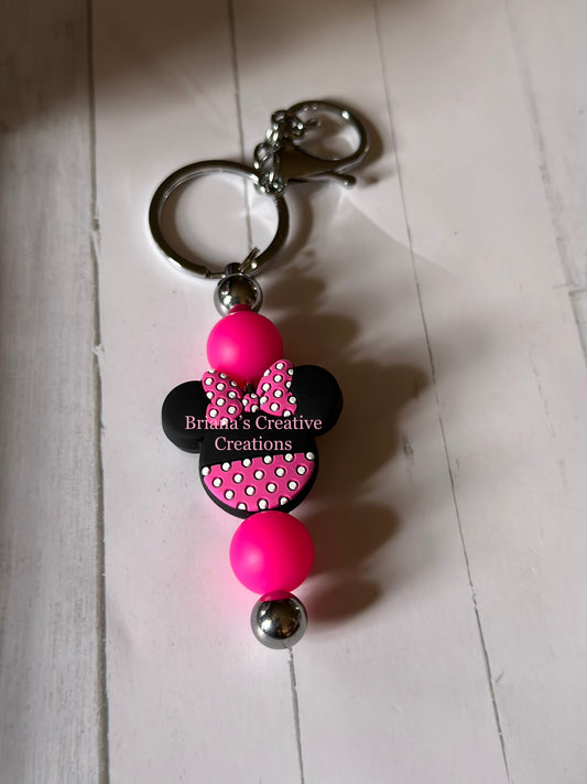 Pink Mouse Bead Keychain Bar