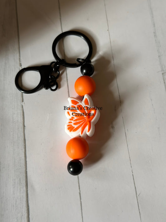 Orange Ribbon Butterfly Bead Keychain Bar