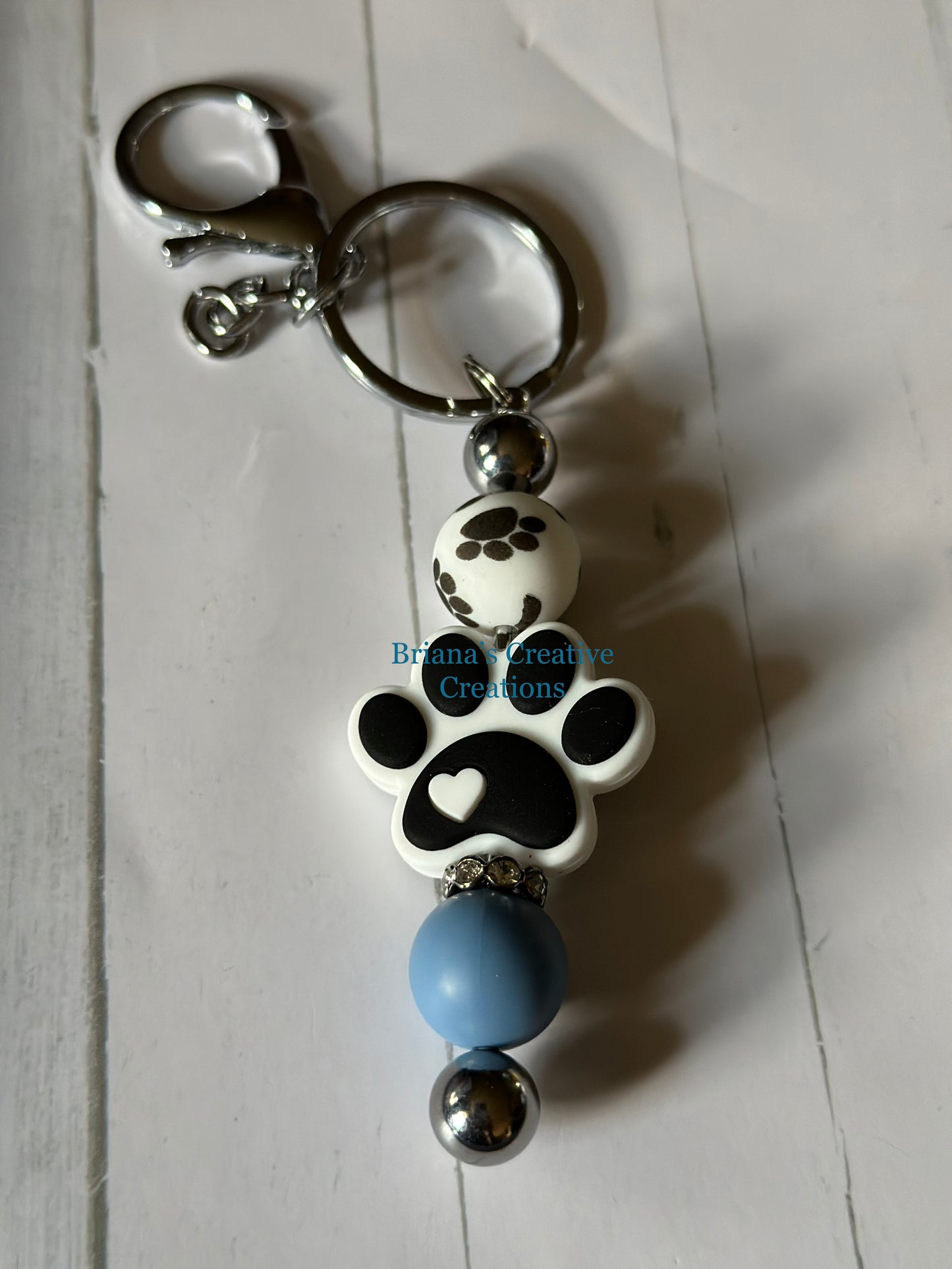 Paw Print2 Bead Keychain Bar