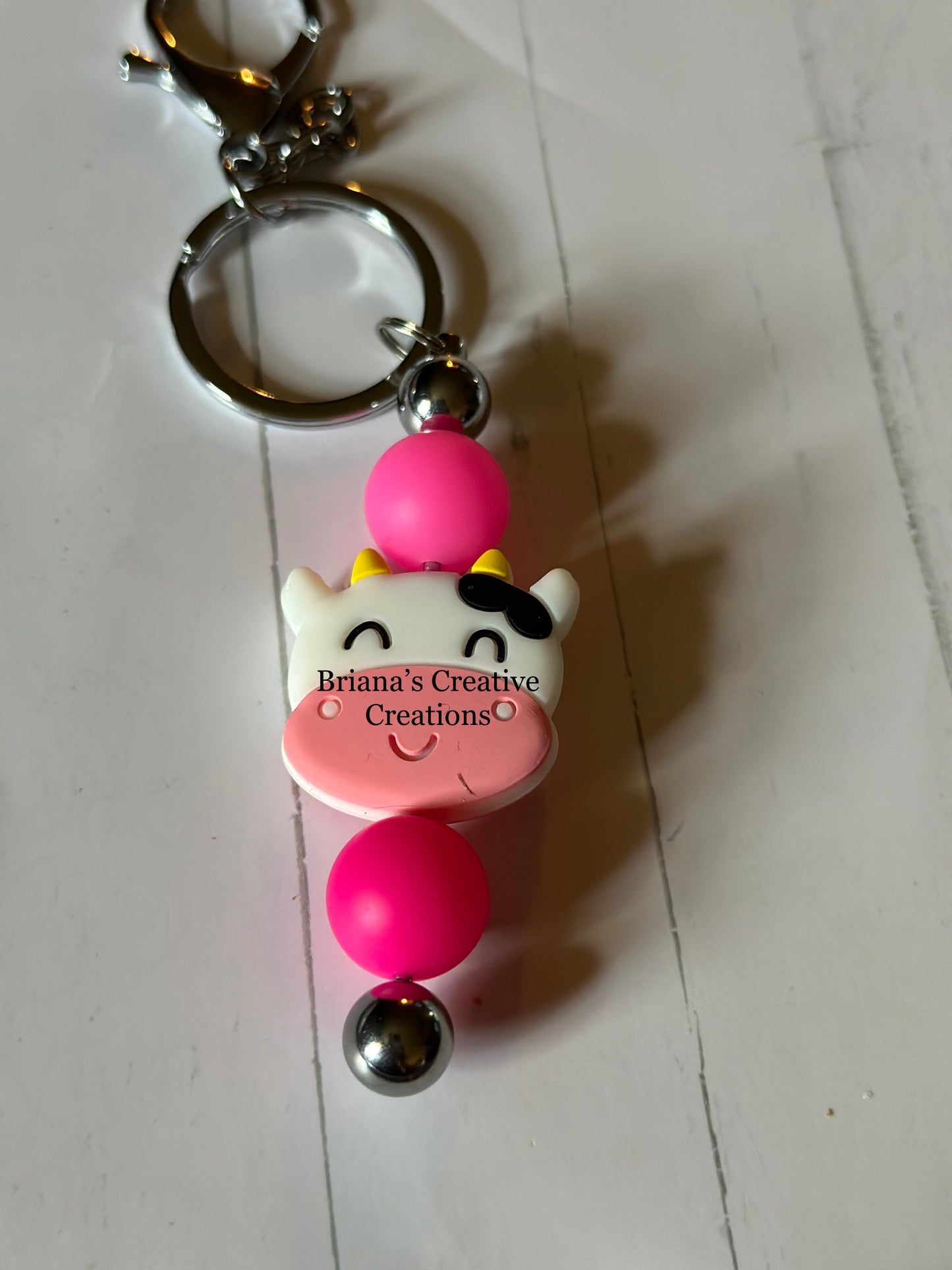 Pink Cow Bead Keychain Bar