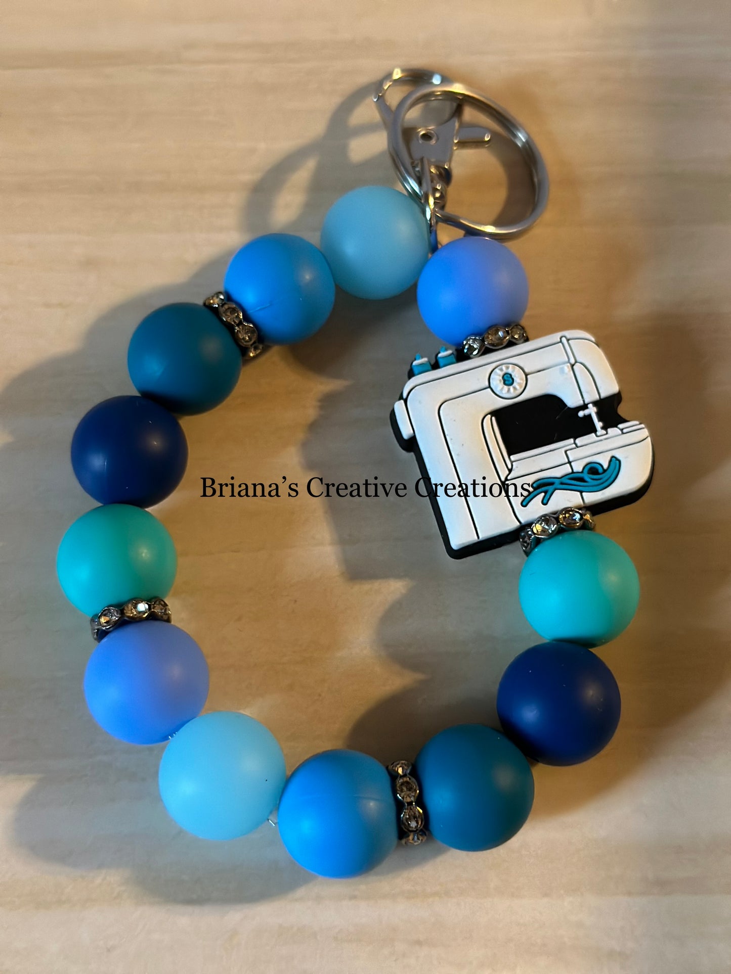 Blue Sewing Bead Wristlet