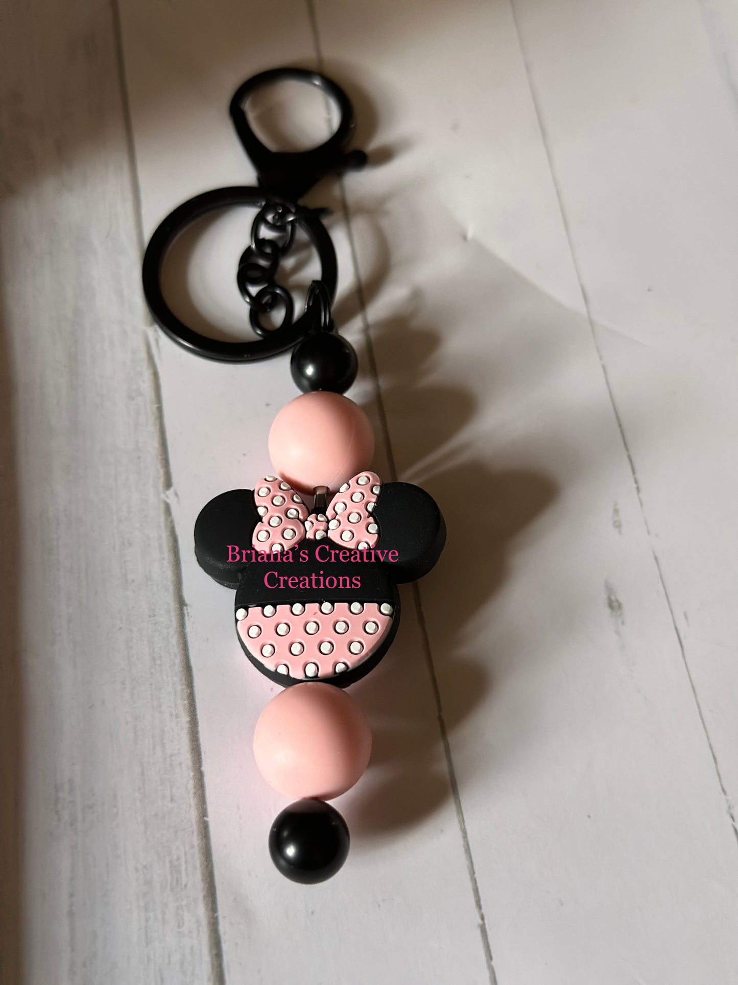 Light Pink Mouse Bead Keychain Bar