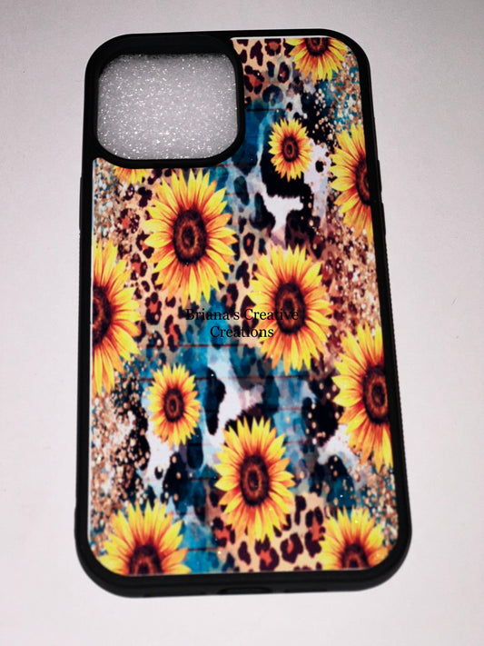 Sunflower Cowprint Leopard iPhone Case