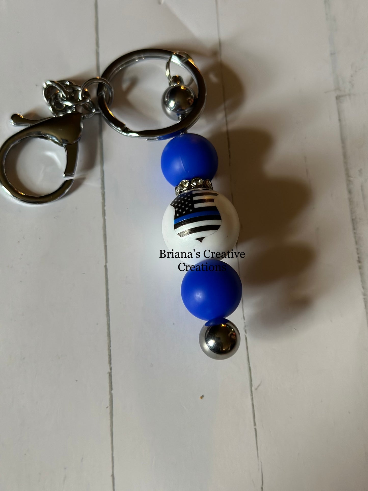 Back The Blue Bead Keychain Bar