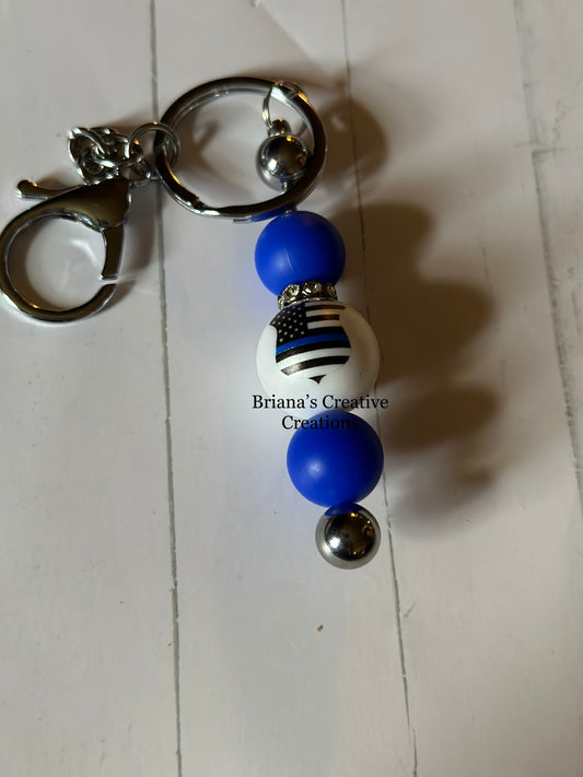 Back The Blue Bead Keychain Bar