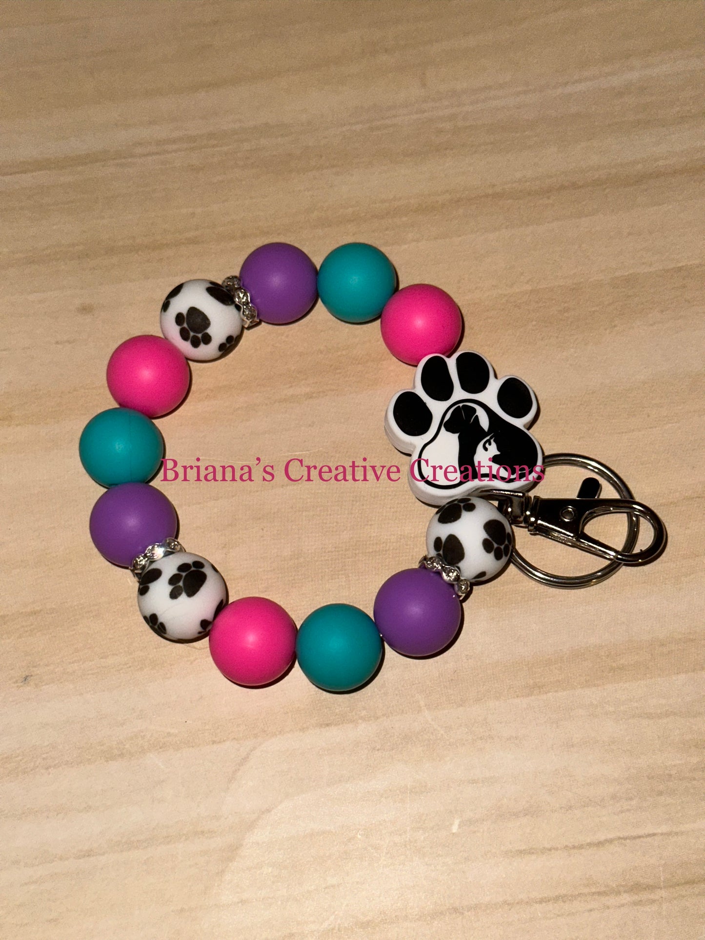 Paw Print Bead Wristlet