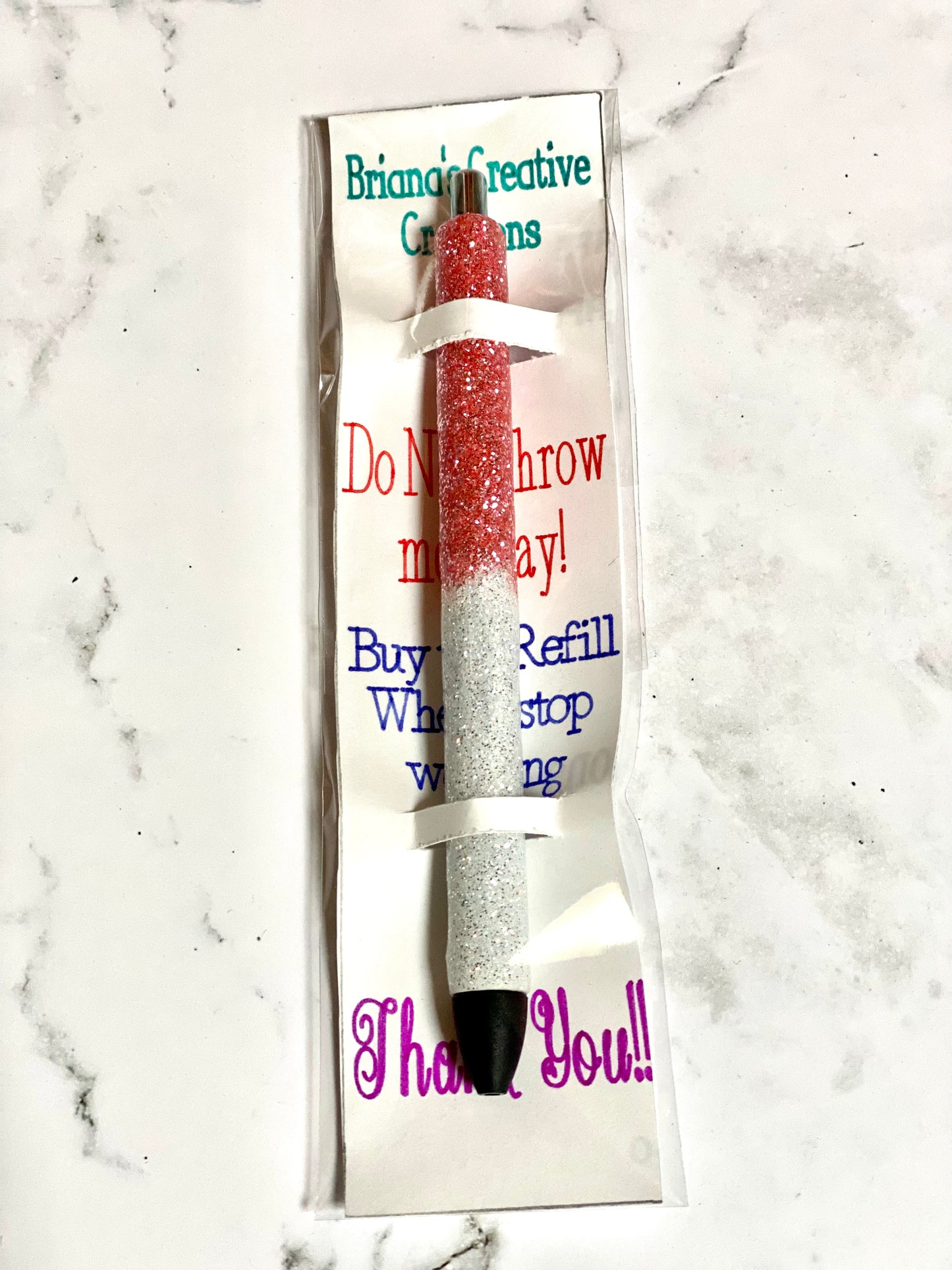 Red White Ombre Epoxy Pen