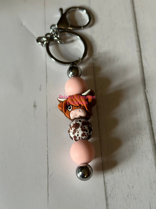 Highland Cow Head Bead Keychain Bar