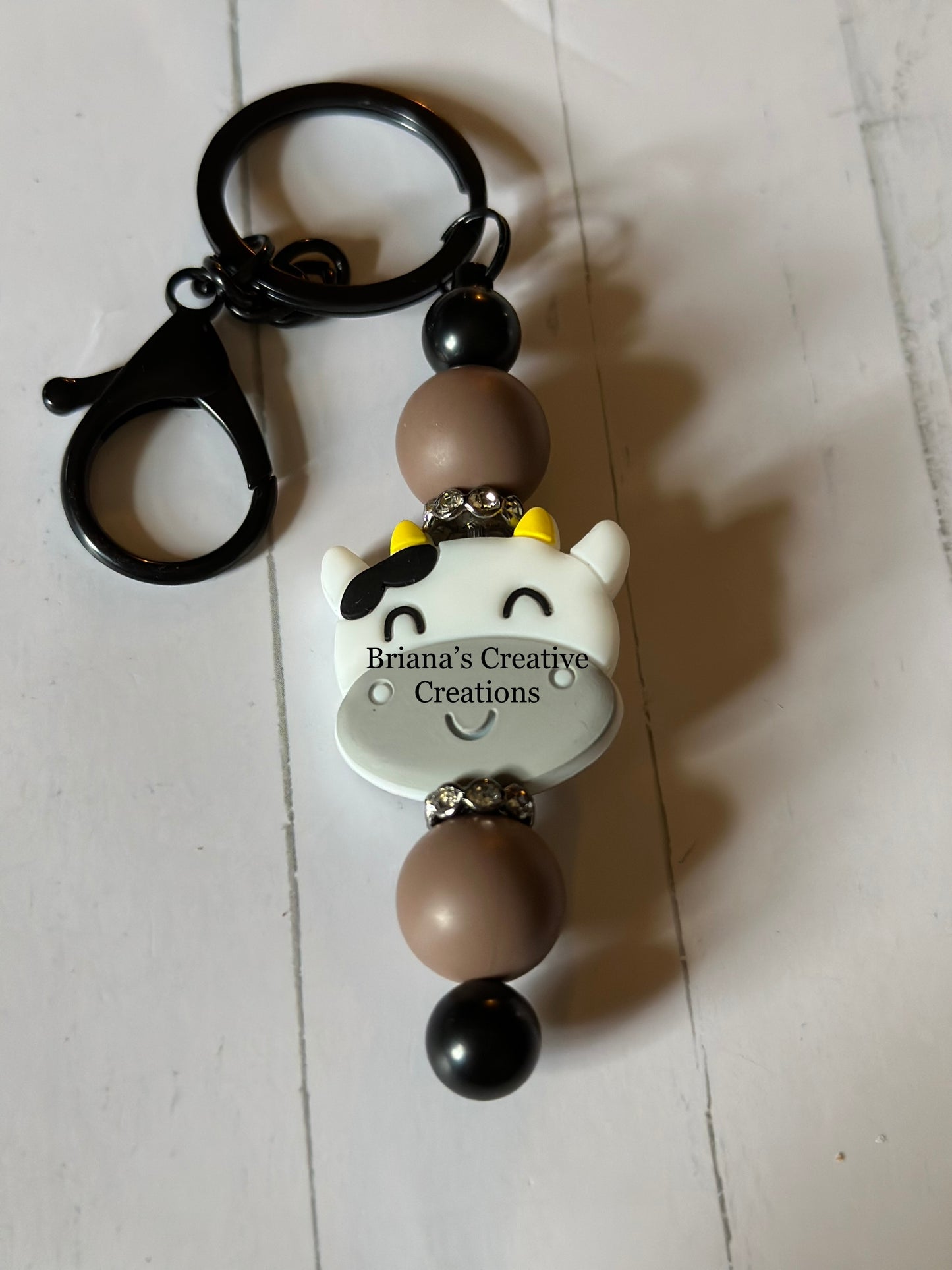 Grey Cow Bead Keychain Bar