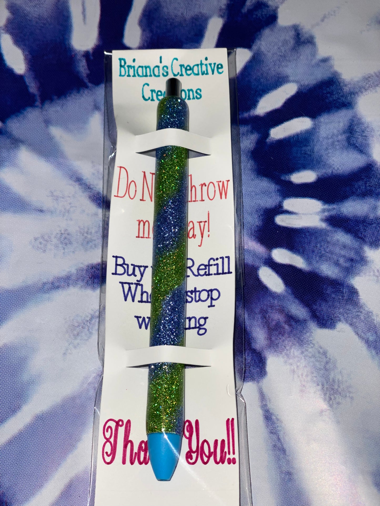 Blue Green Swirl Glitter Epoxy Pen