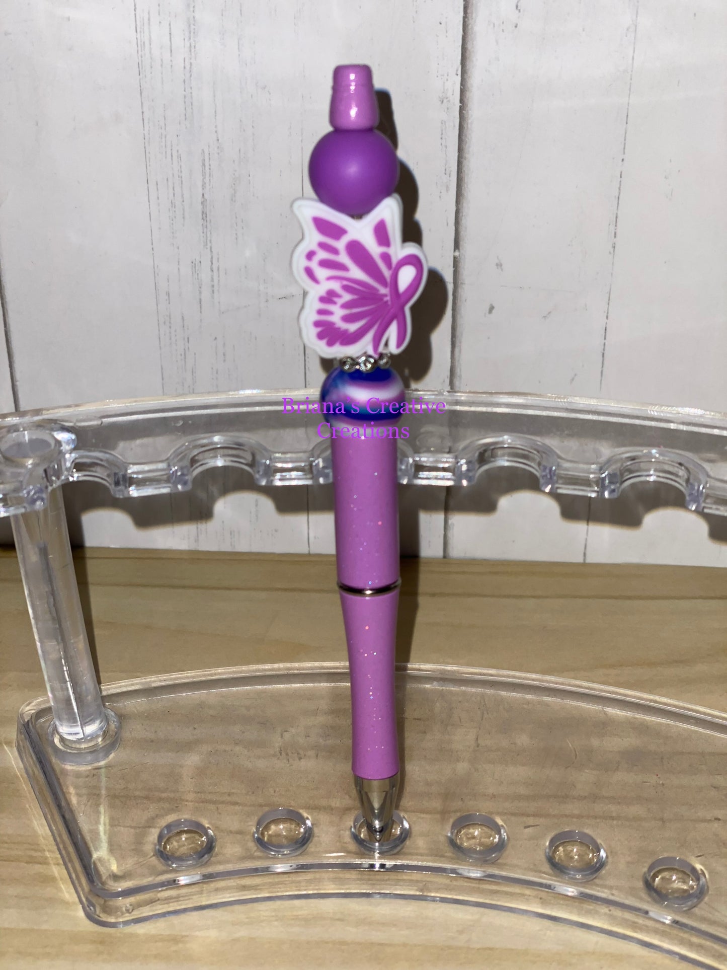 Purple Butterfly Ribbon Bead Pen